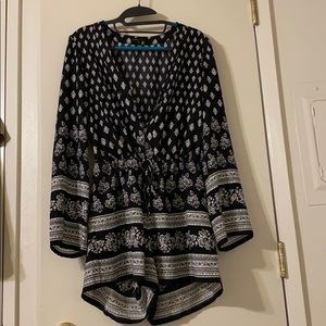 Black floral romper